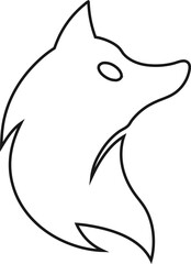 Wild wolf, fox, jackal, fox, outline vector symbol for outdoor adventure gear, nature logos, and sports team branding.