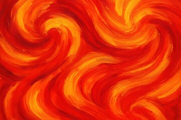 Fiery swirling paint pattern in warm colors. AI Generative.
