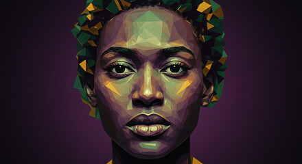 Portrait of a woman with polygonal art style