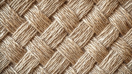 Natural sisal weave pattern texture background with diagonal basketwork design in warm beige tones perfect for eco-friendly web design and sustainable branding