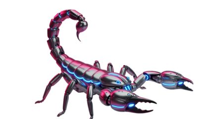 Futuristic Robotic Scorpion with Neon Blue and Pink Accents