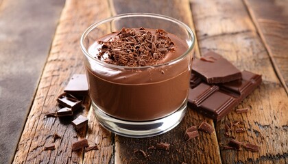 Delicious Chocolate Mousse Dessert Topped With Chocolate Shavings In A Glass