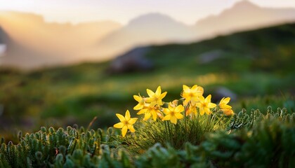 Delicate Arctic Starflower Lysimachia Europaea Blooming In The Serene Greenery Of A Northern Landscape During A Soft Morning Light
