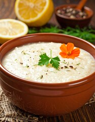 Creamy Creamy Soup in Bowl.
