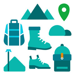 set of camping icons vector