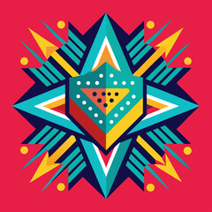 Create a pop-art-inspired vector with bold, colorful patterns and dotted textures.