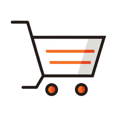 Create a minimalist vector of a shopping cart icon with clean lines and a white background.