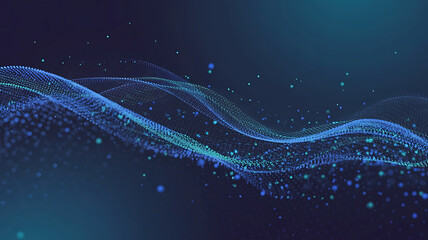 Dynamic blue digital wave background with glowing particles for futuristic technology and data visualization concepts