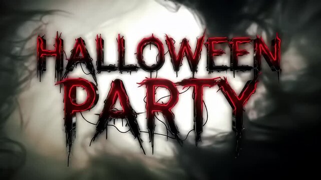 Intense Horror Style "Halloween Party" Title with a Ghostly Smoke Background