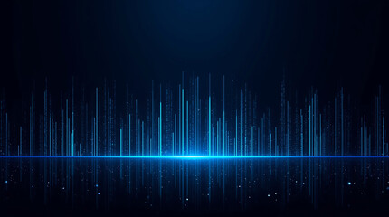 Futuristic Blue Technology Background with Glowing Lines and Reflections in a Dark Abstract Backdrop Great for Digital Presentations