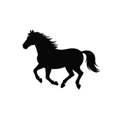 Elegant silhouette of a galloping horse in full stride