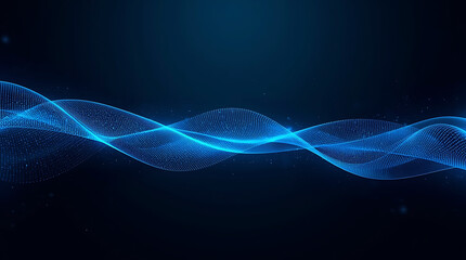 Abstract Blue Wave Pattern Background with Glowing Dots and Smooth Curves Ideal for Technology and Science Visualizations