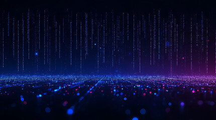 Futuristic Data Stream with Matrix Code and Flowing Digital Information Technology Background Concept