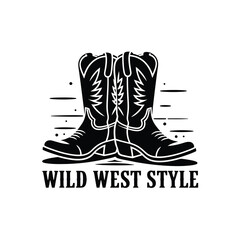 Iconic cowboy boot silhouette emblematic of wild west style