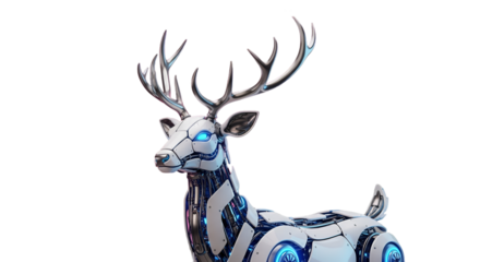 Futuristic Robotic Deer with Glowing Blue Eyes
