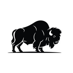 Majestic silhouette of a powerful bison standing strong