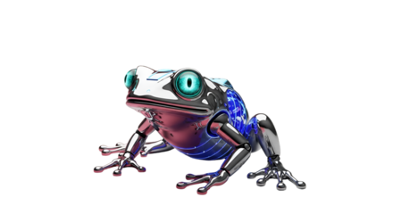 Futuristic Robotic Frog with Glowing Blue Circuits