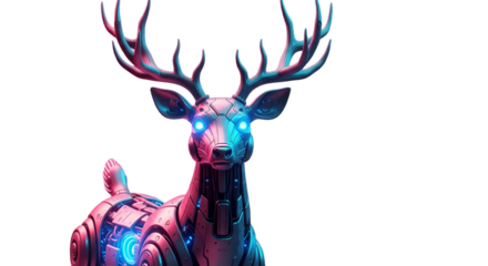 Futuristic Robotic Deer with Neon Glow