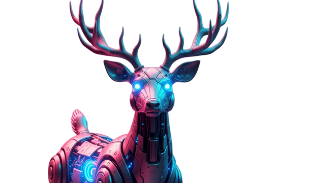 Futuristic Robotic Deer with Neon Glow