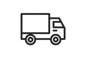 Fototapeta premium A simple outline of a delivery truck is shown against a white background. The truck is designed without intricate details, emphasizing its shape and purpose for transportation tasks.