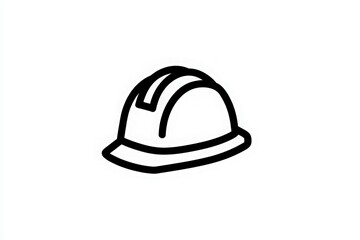 A simple illustration of a construction helmet rests on a plain background. It symbolizes safety in construction work environments. This design promotes awareness of protective gear.
