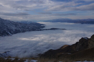 Fototapeta premium Snowy Peaks of Shahdag Mountains, Azerbaijan