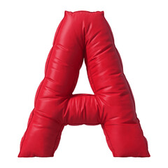 Red Inflatable Letter A Pillow on White Background alphabet typography isolated on a transparent background