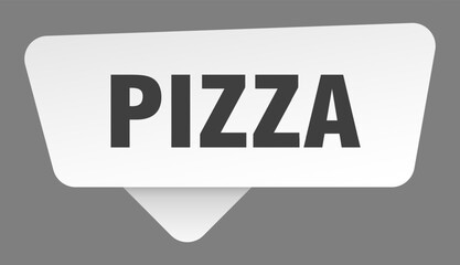 pizza sign. pizza white sticker isolated on gray background