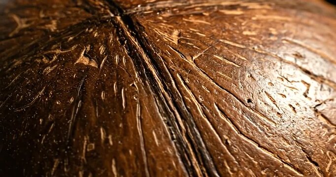 Close-up of a textured coconut shell with details