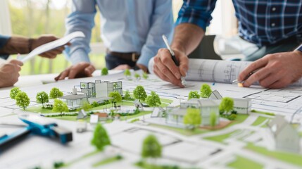 Collaboration on Architectural Planning with Scale Models and Blueprints in a Modern Work Environment