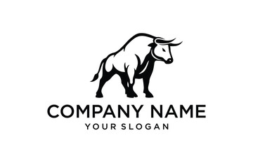 Bull silhouette logo design template