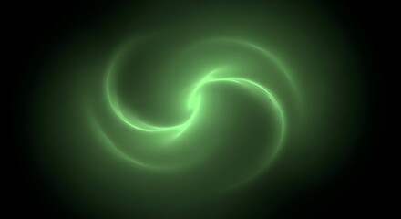 Futuristic glowing green spiral energy pattern on a dark background, creating a dynamic and mystical visual effect, ideal for sci-fi, technology, energy, and digital art backgrounds and creative proje