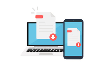 Download document files from anywhere and on all devices vector stock illustration.