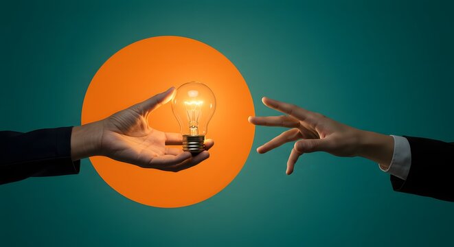 Hand Passing a Light Bulb: Idea Exchange and Innovation Concept