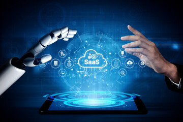 AI powers SaaS platforms with smart infrastructure, automated deployment, and intelligent integration tools in cloud-based digital environments. Artificial intelligence spline