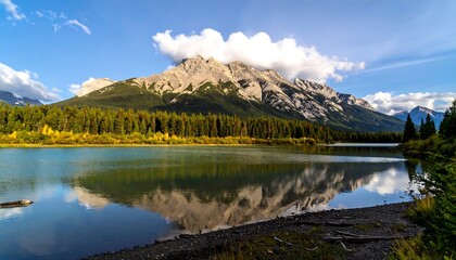 Mountain reflections on a calm lake