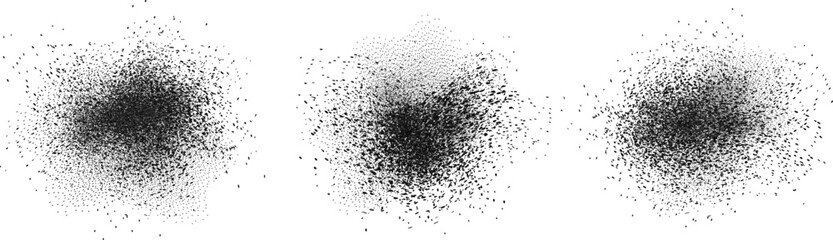 Hand drawn grungy ink splatter collection  spray drops, small blots, and dripping paint textures.