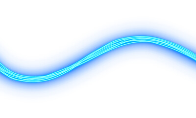 Transparent neon glowing bright energy stream flowing line in motion wave with blue cyan light curve electricity power technology on isolated background