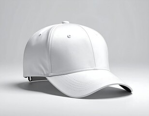 Fototapeta premium Blank white baseball cap mockup perfect for branding, advertising, and promotional campaigns, ideal for showcasing designs on apparel.