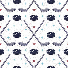 seamless pattern texture of hockey elements	
