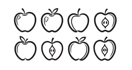 Apple Fruits Line Art Vector Illustration