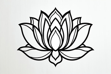 vector illustration of lotus flower , _Elegant_ black_ and_ white_ vector_ lotus_ flower  , flower, vector, nature, illustration, floral, design. 