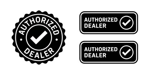 Authorized Dealer Badge Set Vector Design Verification Approval Authentic Seal of Quality Checkmark Brand Recognition Logo