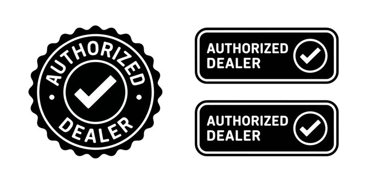 Authorized Dealer Badge Set Vector Design Verification Approval Authentic Seal of Quality Checkmark Brand Recognition Logo