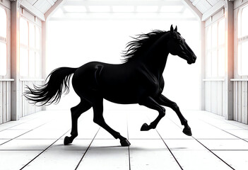 horse vector illustration , -elegant-black-and-white-vector-illustration , horse, animal, vector, stallion, illustration, silhouette.