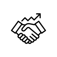 Obraz premium Business partnership agreement handshake with growth chart symbolizing success and achievements in corporate collaboration and professional development