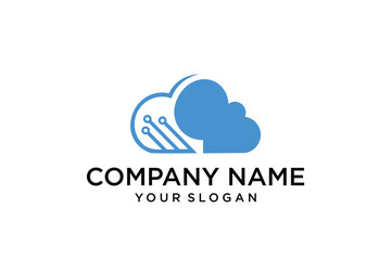 Cloud circuit logo icon. Internet data computing sign for technology company.