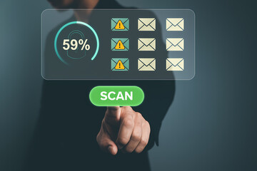 Email Scan in Progress Checking for Threats Cybersecurity Protection Data Security Antivirus Digital Safety Spam Detection Technology