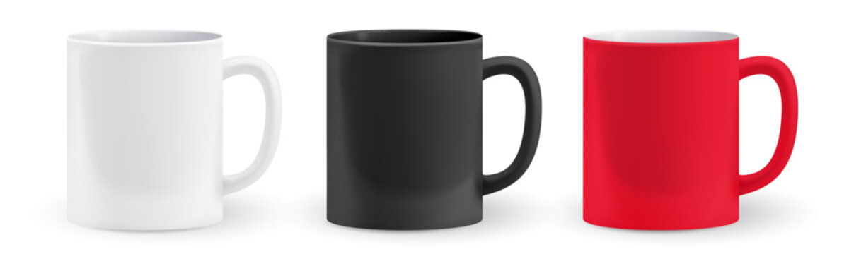 White, black and red cup on transparent background vector illustration