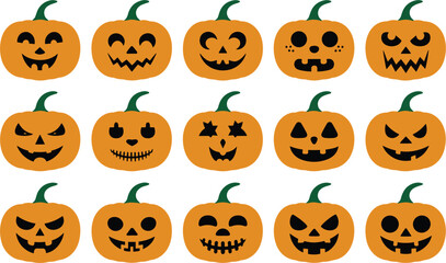 Halloween Pumpkin Faces Bundle vector